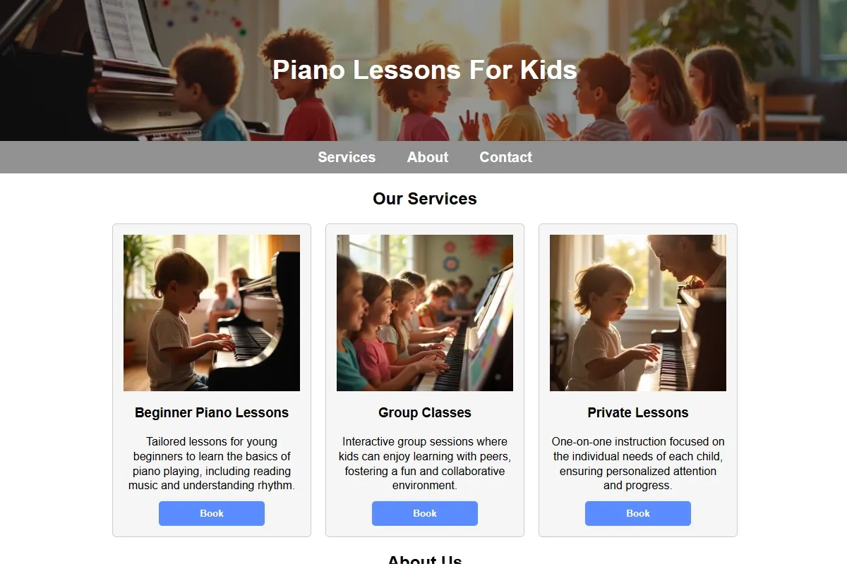 Piano Lessons For Kids looking at a laptop
