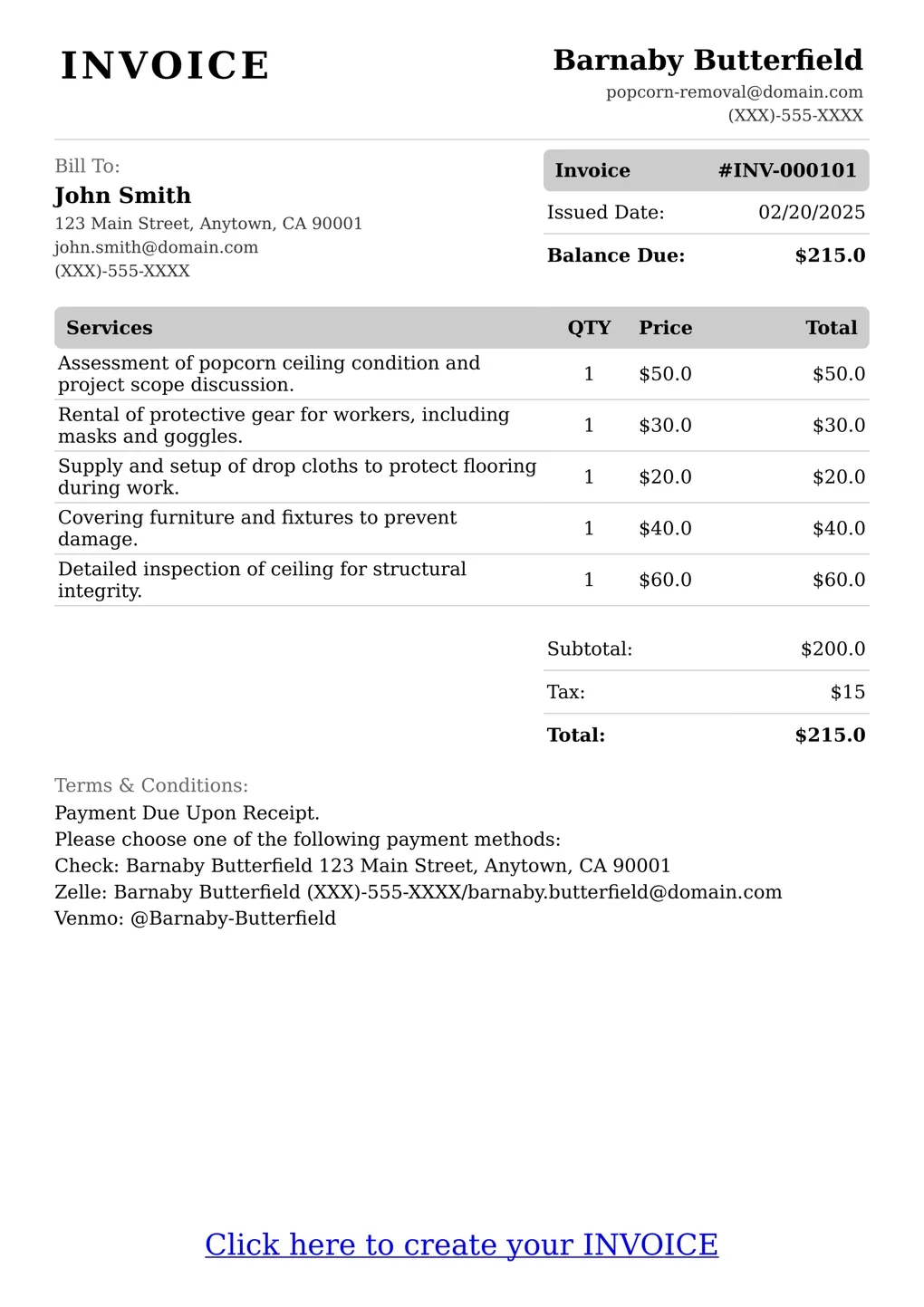 aroundwire-free-popcorn-removal-invoice-template