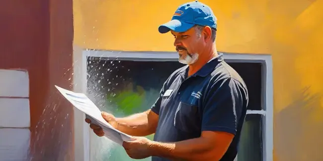 Pressure Washing professional holding an estimate