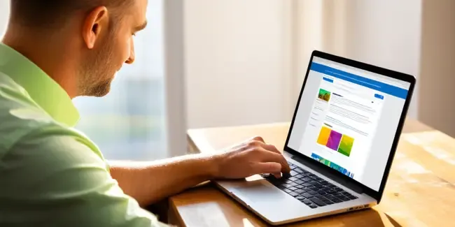 Printing Services professional working at a laptop