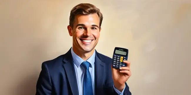 Recruiters professional holding a basic calculator