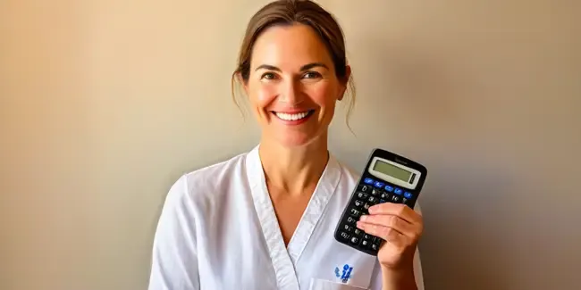 Reiki professional holding a basic calculator