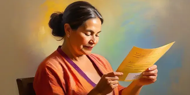 Reiki professional holding a work order