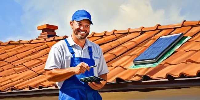 Roof Cleaning professional holding a basic calculator