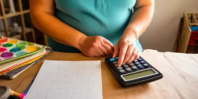 Scrapbook Makers holding a basic calculator