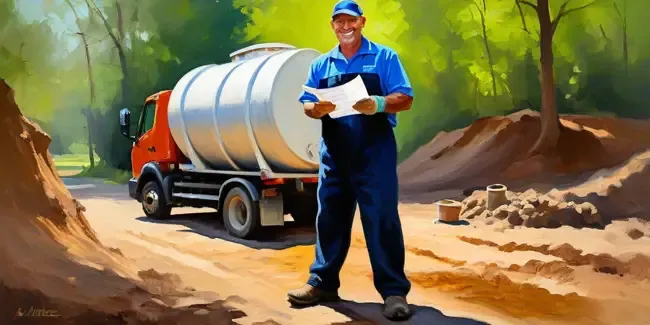 Septic Tank Cleaning holding an work order