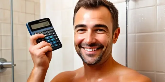 Shower Installation professional holding a basic calculator