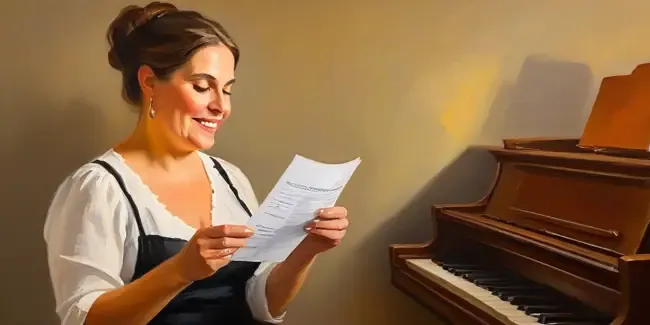 Singing Lessons holding an invoice