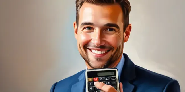 Social Media Marketing professional holding a basic calculator