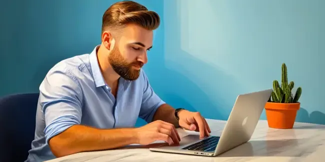Social Media Marketing professional working at a laptop