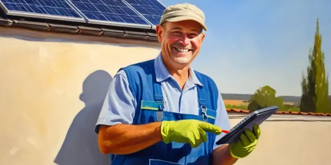 Solar Panel Cleaning holding a basic calculator