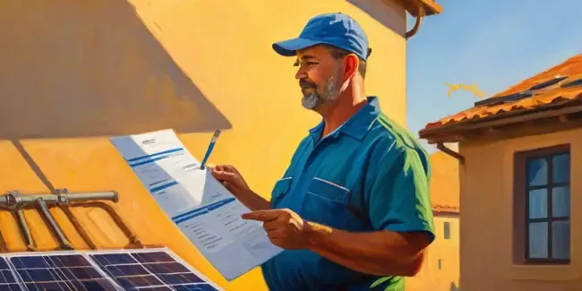 Solar Panel Cleaning holding an work order