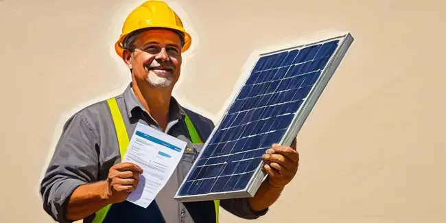 Solar Panel Installation professional holding an estimate
