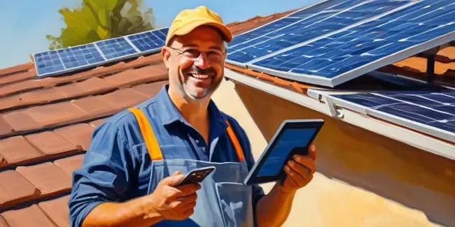 Solar Panel Installation professional holding a basic calculator