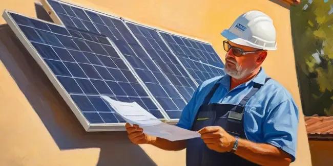 Solar Panel Installation professional holding a work order