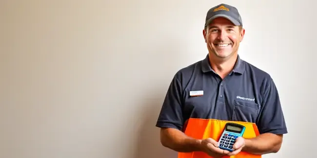 Sprinkler Systems Installation holding a basic calculator