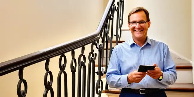 Stairs And Railings professional holding a basic calculator