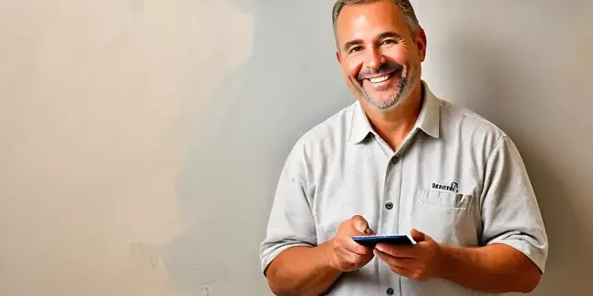 Stucco Repair holding a basic calculator