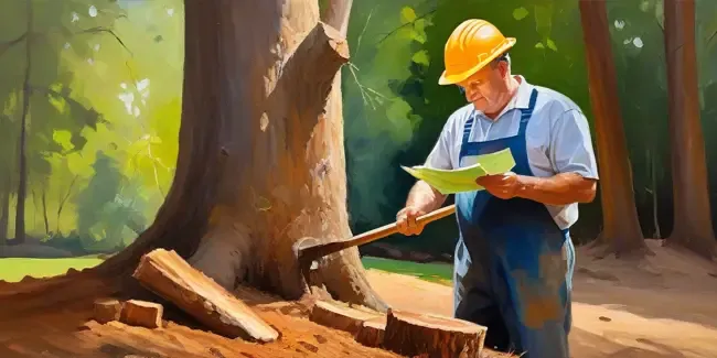 Stump Grinding professional holding an estimate