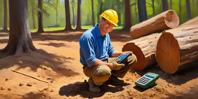 Stump Grinding holding a basic calculator