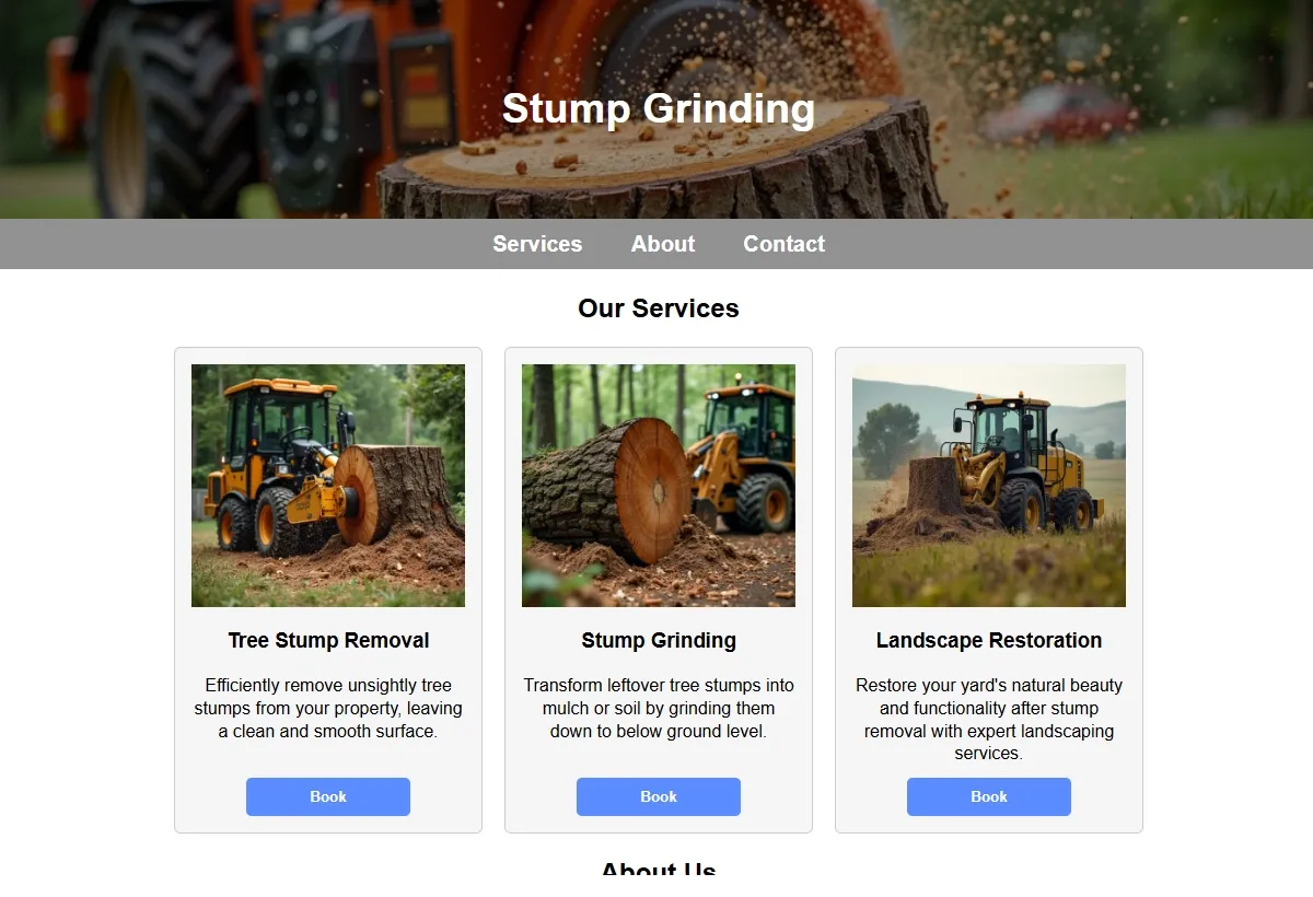 Stump Grinding looking at a laptop