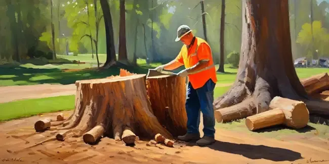 Stump Grinding holding an work order