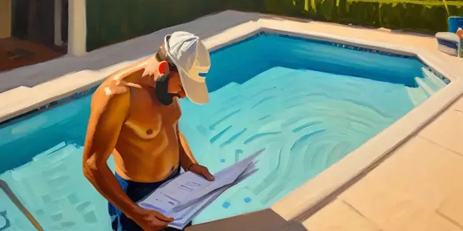 Swimming Pool Maintenance professional holding an estimate