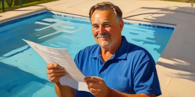Swimming Pool Repair professional holding an estimate