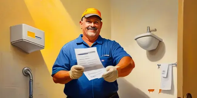 Toilet Repair Services professional holding an estimate