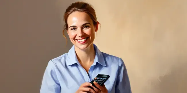 Translation professional holding a basic calculator