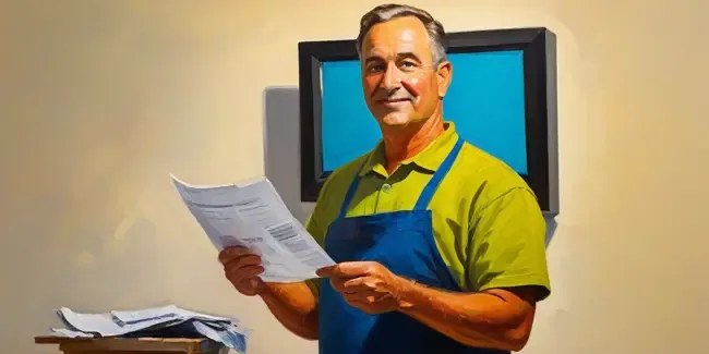 Tv Repair professional holding an estimate