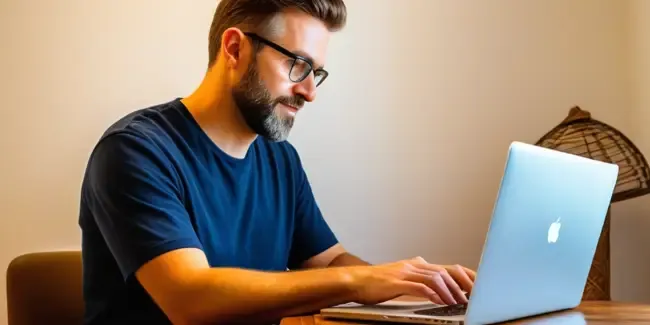 Video Transfer Services professional working at a laptop