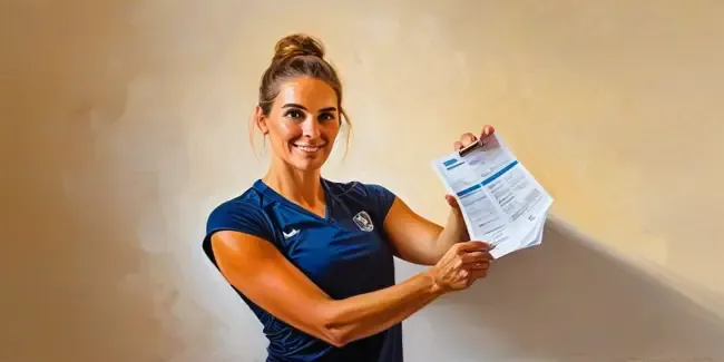 Volleyball Training holding an invoice