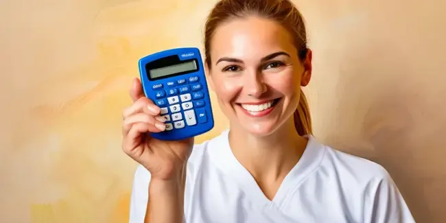 Volleyball Training holding a basic calculator