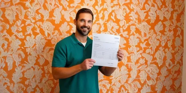 Wallpaper Installation holding an invoice
