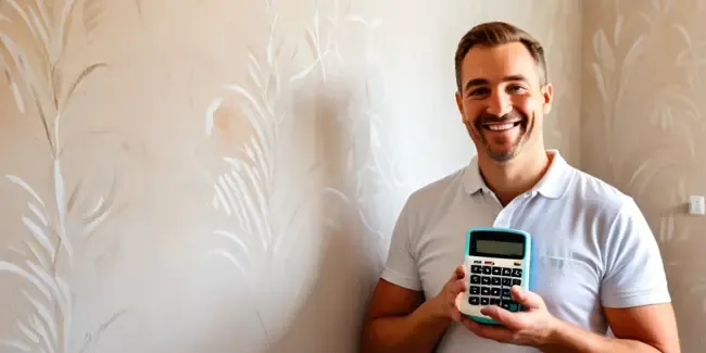 Wallpaper Installation holding a basic calculator