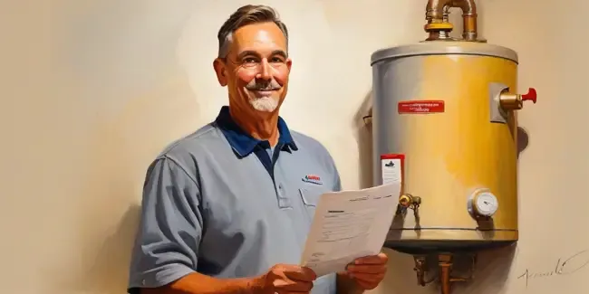 Water Heater Installation professional holding an estimate
