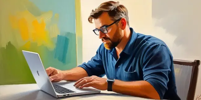 Water Softening professional working at a laptop