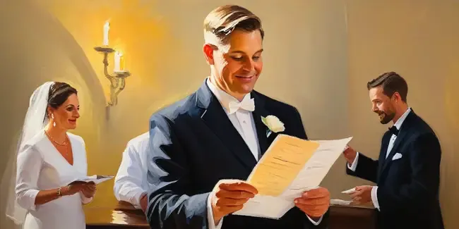 Wedding Officiants professional holding a work order