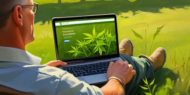 Weed Control professional working at a laptop
