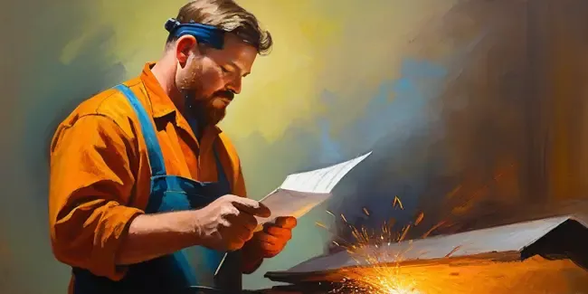 Welding professional holding an estimate