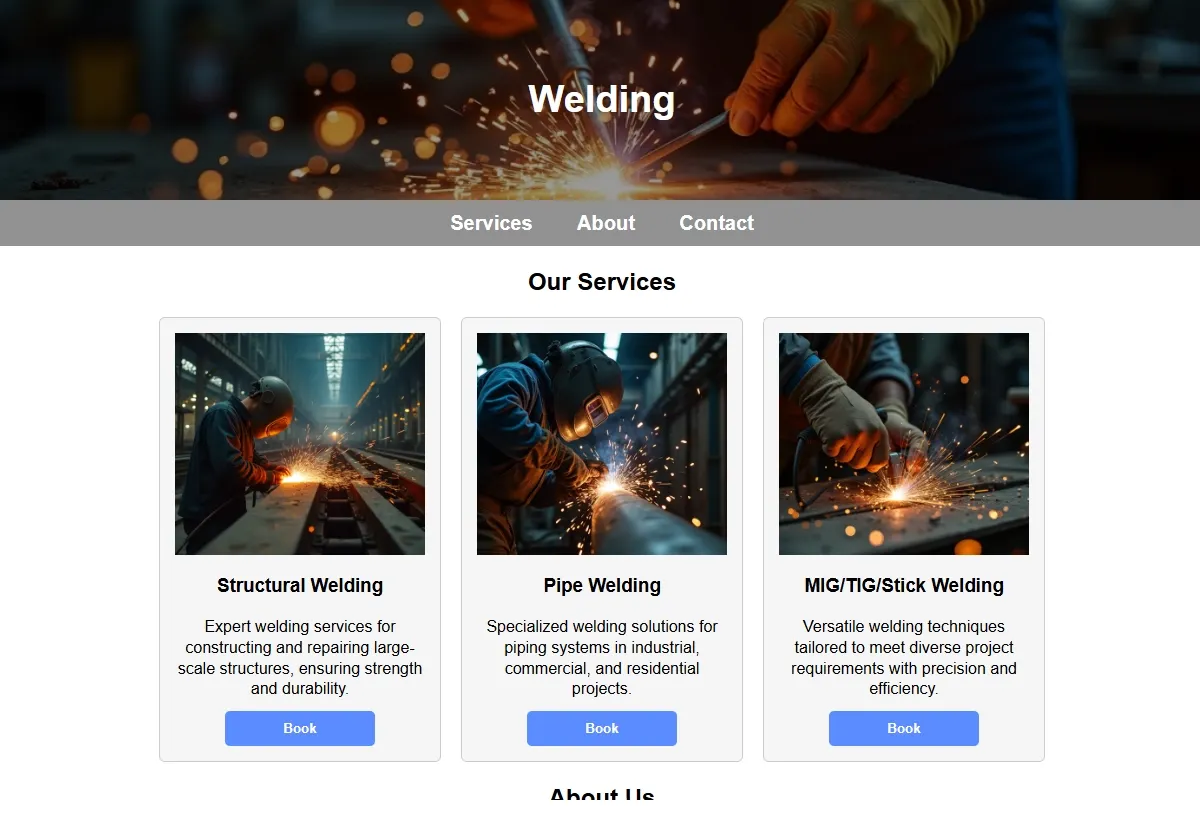 Welding looking at a laptop