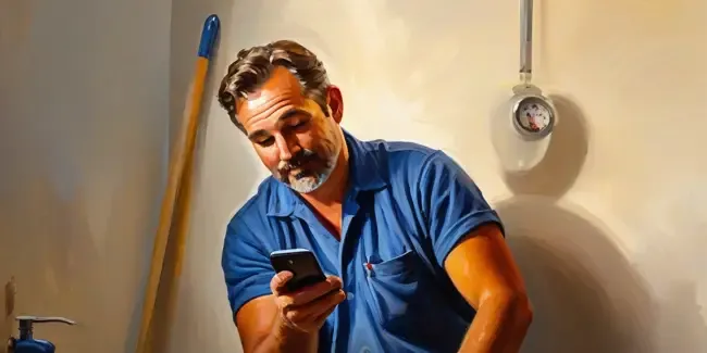24 Hour Plumbers holding a smartphone
