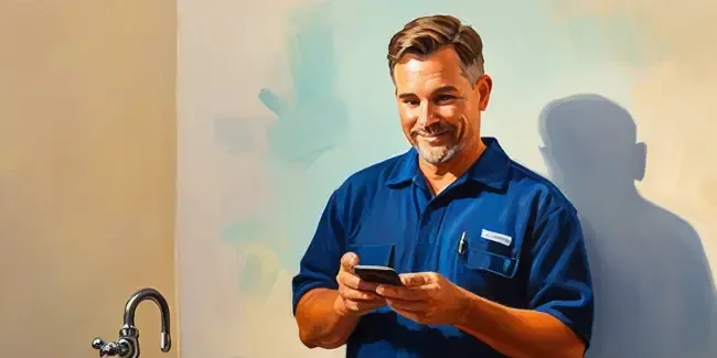 Affordable Plumbing Services holding a smartphone