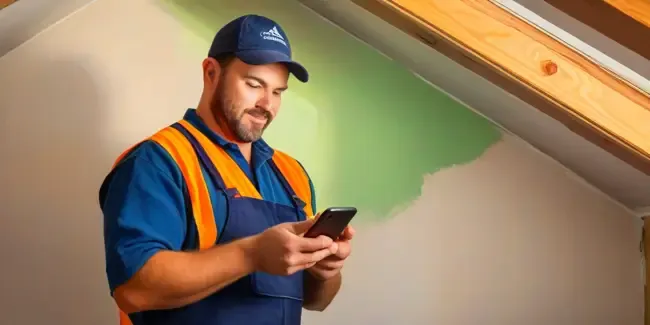 Attic Cleaning Services holding a smartphone
