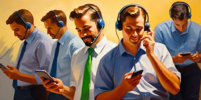 Call Center Agents holding a smartphone
