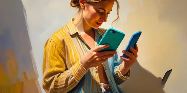 Clothing Designers holding a smartphone