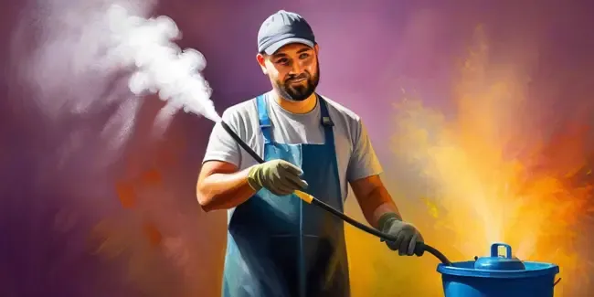 Commercial Steam Cleaning Services holding a smartphone