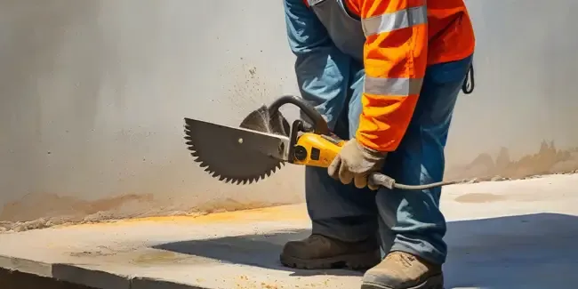 Concrete Saw Cutting Companies holding an smartphone