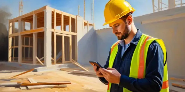 Construction Estimating professional holding a smartphone